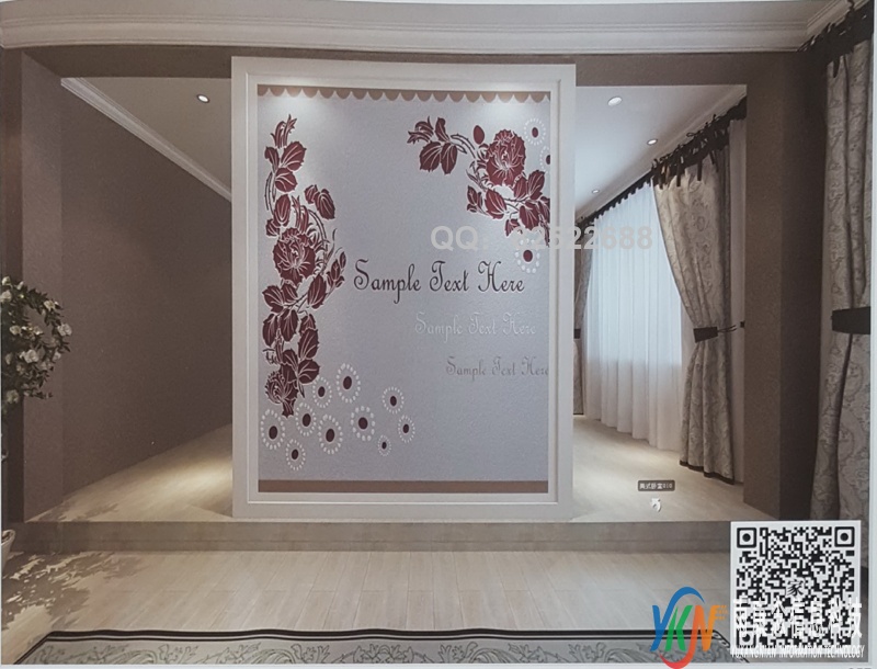 VR全景美式风格屏风背景对花圆点字母57