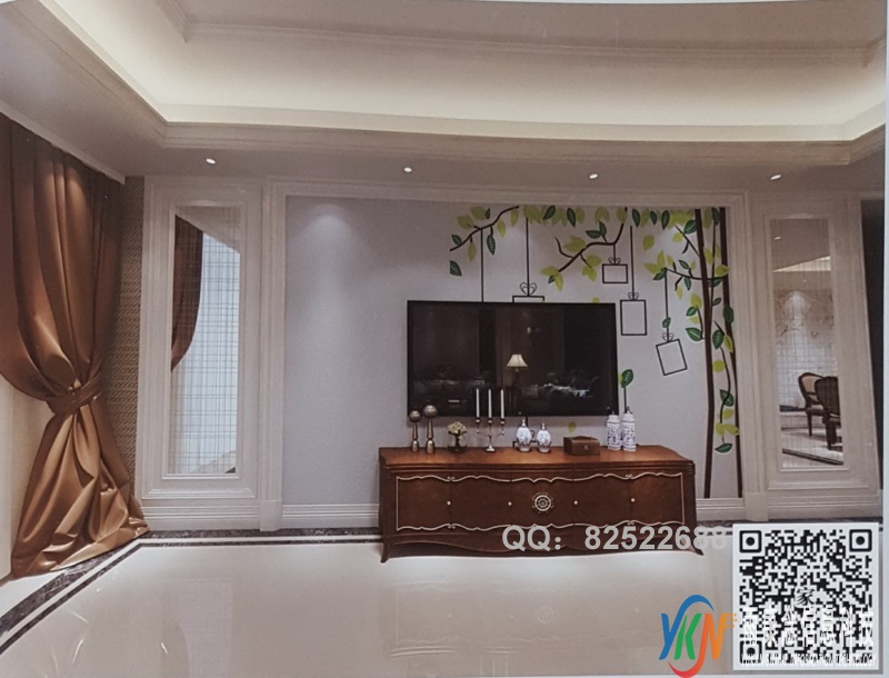 VR全景欧式风格电视背景花藤照片墙吊牌87
