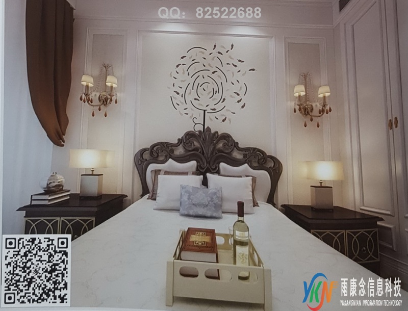 VR全景欧式风格床头背景风吹叶图形98