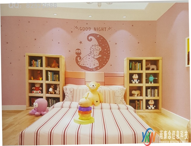 月亮女孩粉色底儿童房背景墙RT001
