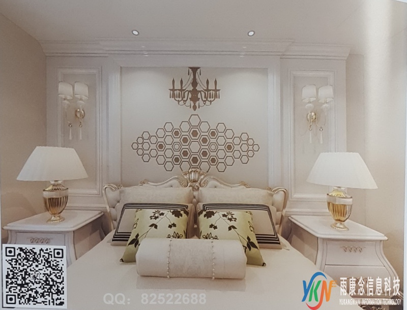 VR全景欧式风格床头背景灯饰矢量图133