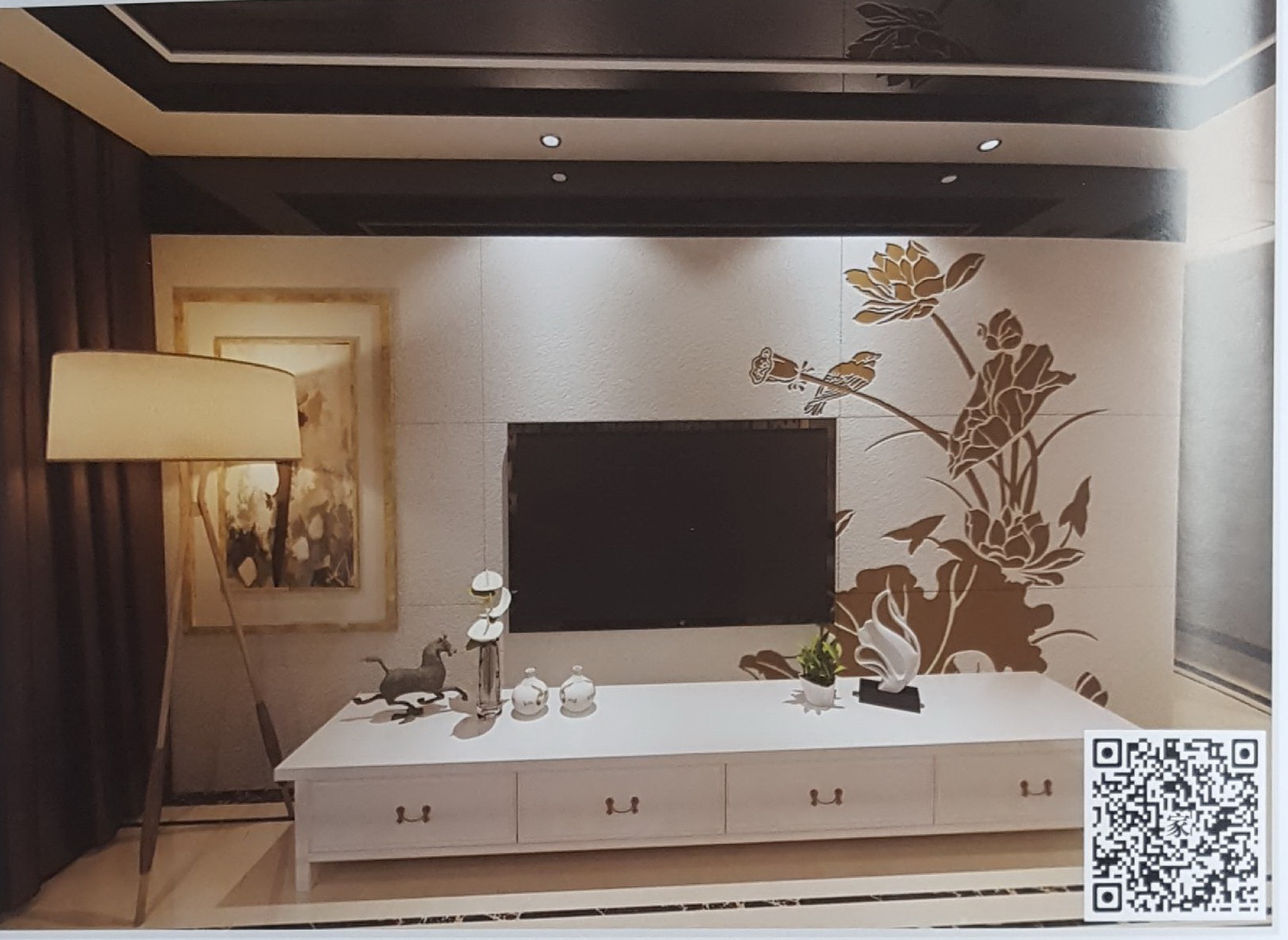 VR全景新中式风电视背景荷塘上善若水154