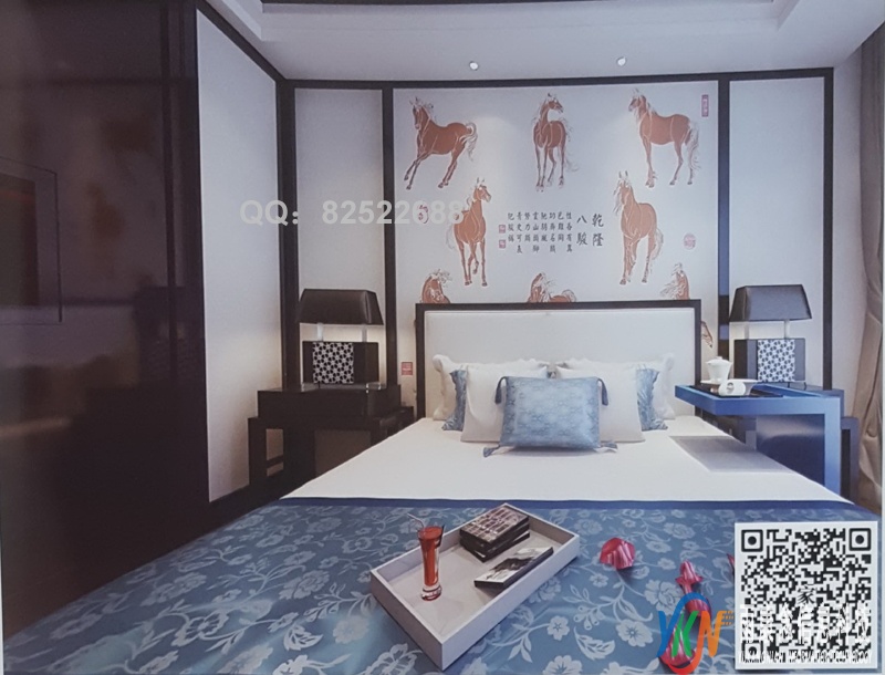 VR全景新中式风格床头背景乾隆八骏191