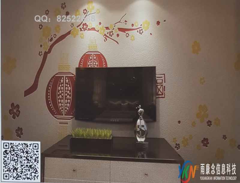 VR全景新中式风格电视背景对花福灯笼207