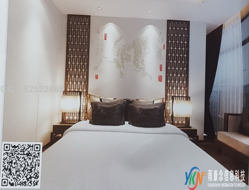VR全景新中式风格床头背景白虎245