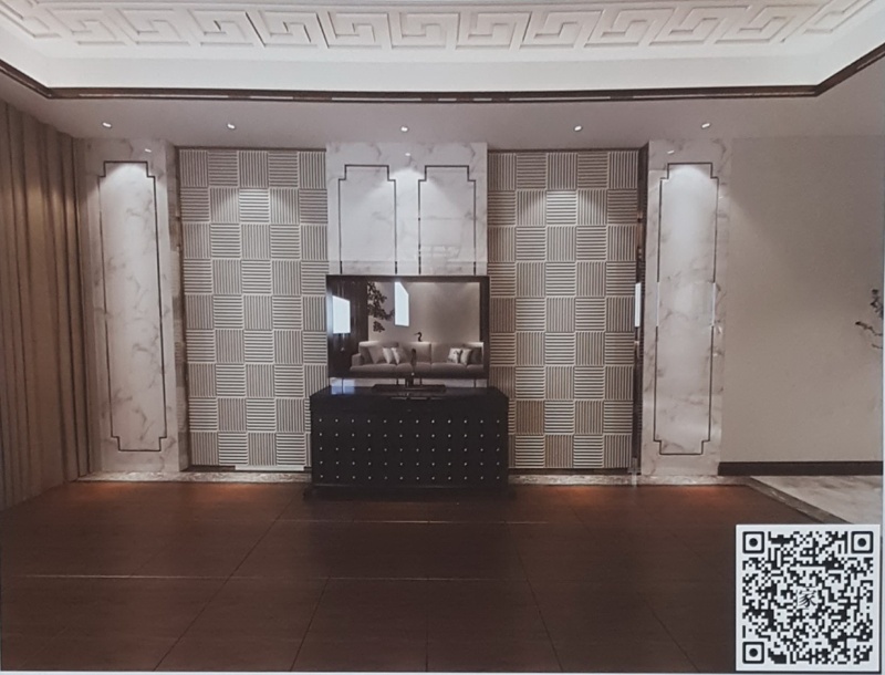 VR全景新中式风格电视背景砖块246