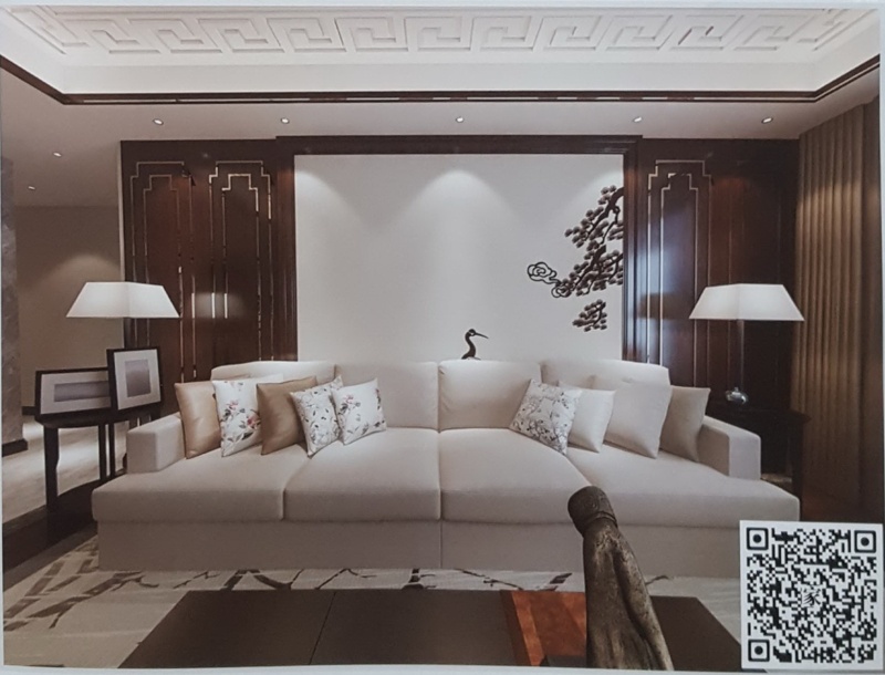 VR全景新中式风格沙发背景鹤舞仙鹤苍松247