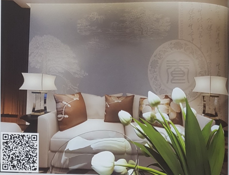 VR全景新中式风格沙发背景山水画养248
