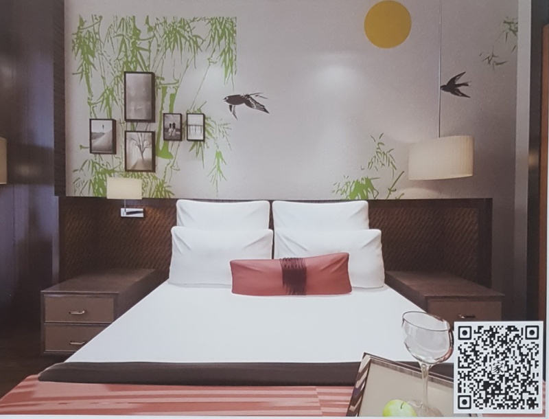VR全景新中式风格床头背景青竹子燕飞267