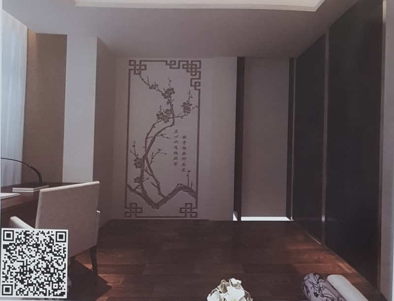 VR全景新中式风格屏风背景傲梅269