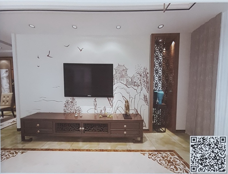 VR全景新中式风格电视背景山水271