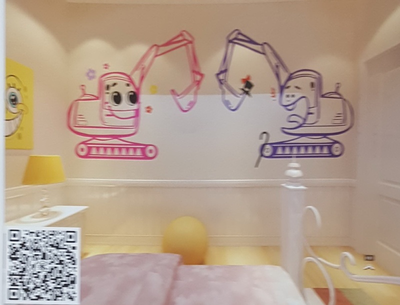VR全景现代风格儿童房背景卡通挖掘机302