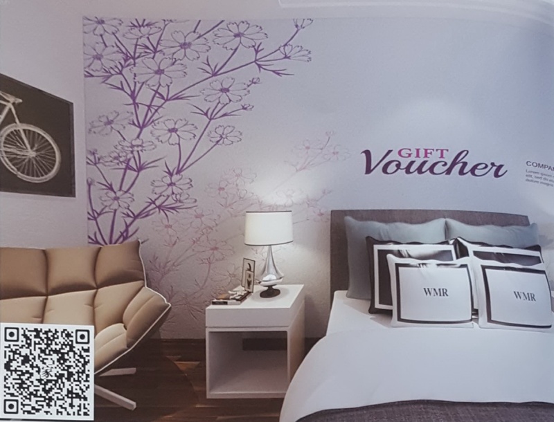 VR全景现代风格卧室床头背景散花318