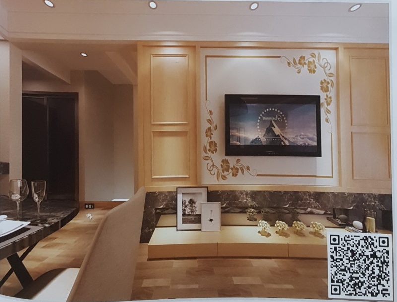 VR全景现代风格电视背景对花325