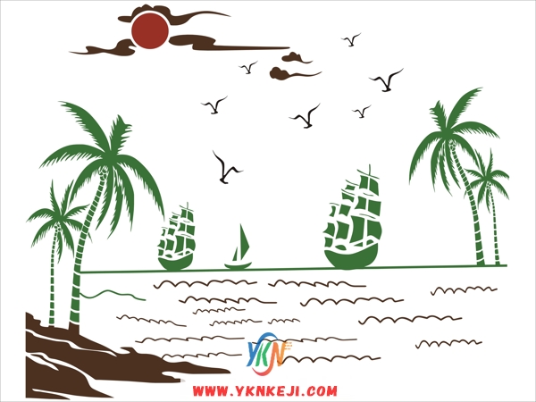 FJ18 风景系列:海景矢量图