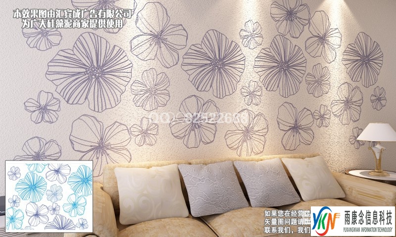大津硅藻泥壁纸花矢量图CDR EPS 文泰下载